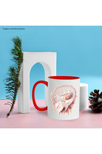 StoryGift Romania Mug with a sleeping baby, illustration, "crib", child, affection, blanket,, With ,STG