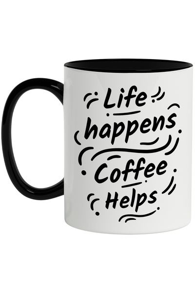 StoryGift Romania Cana Cu Mesaj In Engleza Life Happens Coffee Helps, Cafea, ...