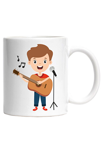 StoryGift Romania Cana Cu Cantaret, Muzica, Chitara, Microfon, Instrument, Muzician, Multicolor 33, Cu Maner Alb