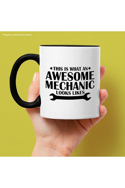 StoryGift Romania Mug with the message "This is what an amazing mechanic looks like" with Black Handle, With Black Handle STG ,ST,STG