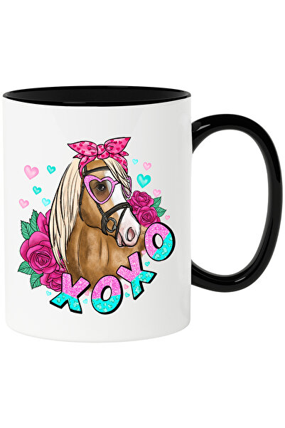 StoryGift Romania Cana cu un cal cu ochelari in forma de inimi cu mesajul "xo...