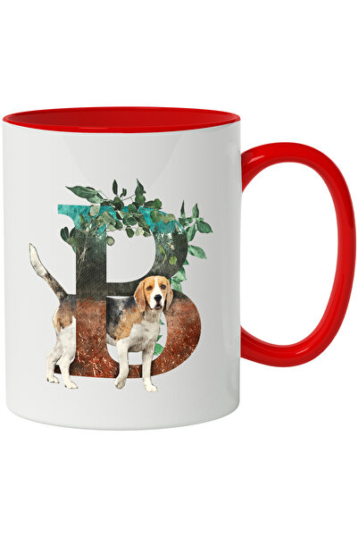 StoryGift Romania Cana Cu Beagle, Catel, Litera, B, Frunze, Multicolor 330 ml...