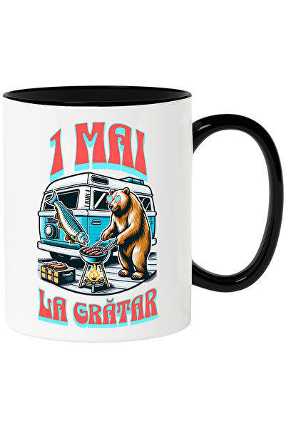 StoryGift Romania Cana 1 mai urs la gratar zi relaxare cu caravana, 330ml, Ce...