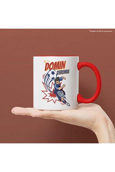 StoryGift Romania Jumping Soccer Ball Mug Motivational Text Domin t, 330ml, Ceramic with R Handle, With ,STG