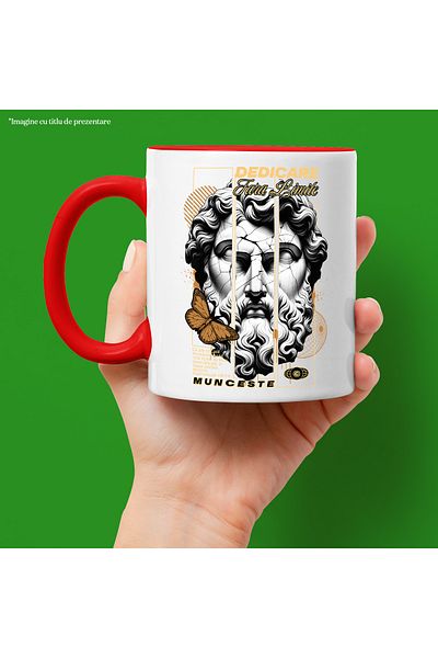 StoryGift Romania Work Mug - Dedication without Limits, Butterfly, Statue, 330ml, Ceramic with R Handle, With, STG.