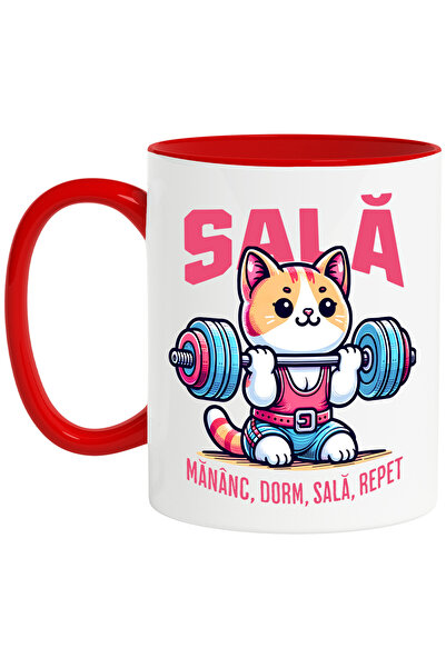 StoryGift Romania Cana Pisica ridicand bara greutati sala mananc dorm, 330ml,...