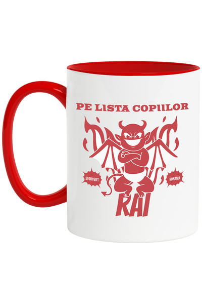 StoryGift Romania Cana pe lista copiilor rai diavol sarbatori, 330ml, Ceramic...