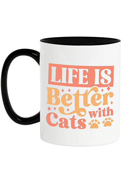 StoryGift Romania Cana cu labute si mesajul in engleza "Life is better with c...