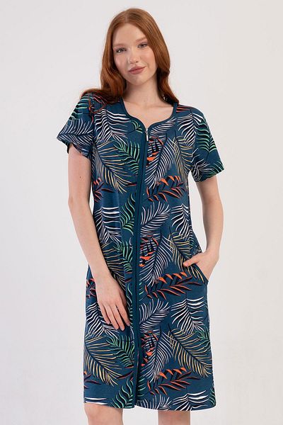 VİENETTA Rochie de damă cu mânecă scurtă, cu fermoar, Petrol House 410068-5136