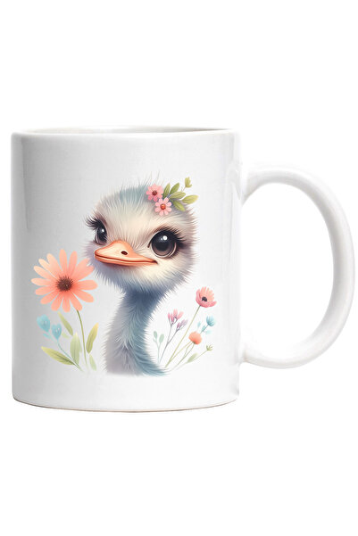 StoryGift Romania Cana cu o pasare strut | ilustratie | Africa | flori | plan...