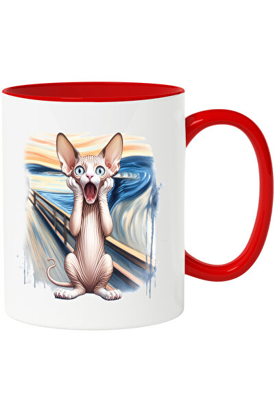 StoryGift Romania Чаша с изплашена/изумена котка сфинкс, държаща се за ръце о...