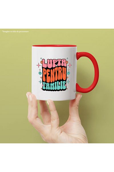 StoryGift Romania Family Fight Mug, 330ml, Ceramic with Red Handle, With Red Handle STG ,STG ,STG