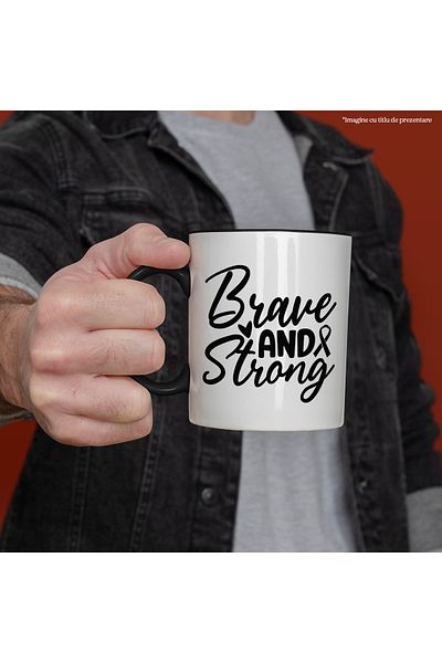 StoryGift Romania Heart Mug for the Brave and Strong with Black Handle, With Black Handle STG,STG