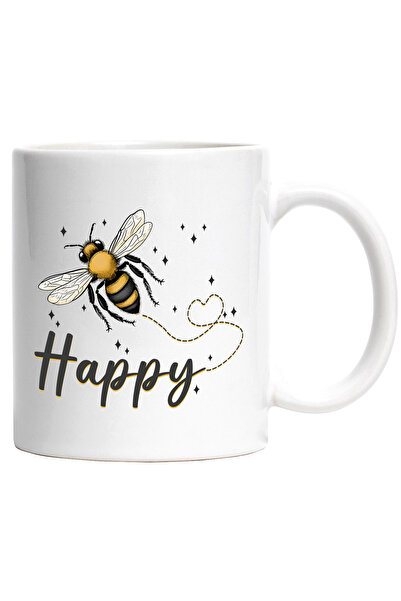 StoryGift Romania Cana cu albina in zbor cu mesajul "Happy", fericire, bucuri...