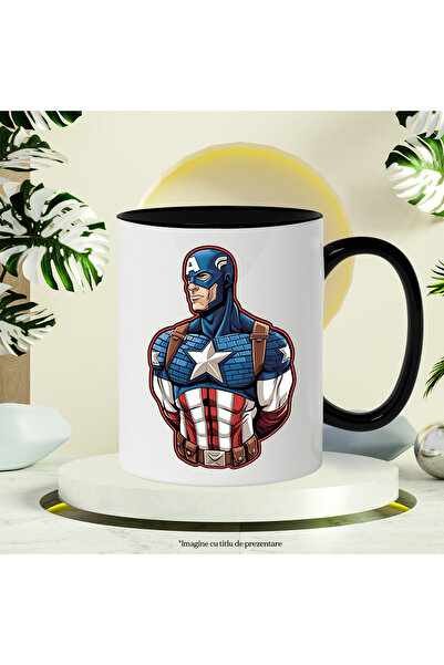 StoryGift Romania Captain America Mug, Marvel, Superheroes, Movie Lovers, Multicolor 330, With Black Handle