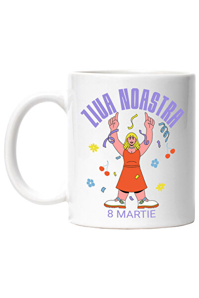 StoryGift Romania Cana Femeie fericita ziua femeii 8 martie, 330ml, Ceramic c...