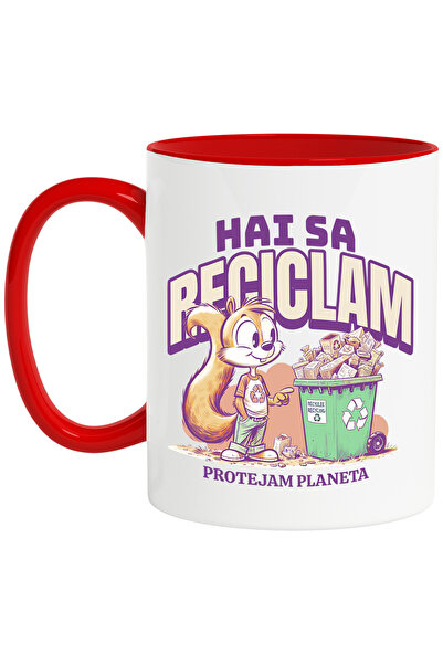 StoryGift Romania Cana hai sa reciclam protejam planeta, 330ml, Ceramic cu Ma...