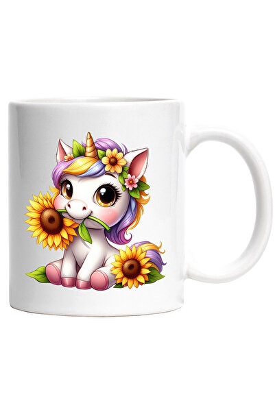 StoryGift Romania Cana cu un unicorn care tine o floare | ilustratie | floare...