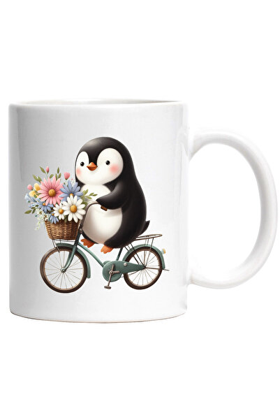 StoryGift Romania Cana cu un pinguin grasut care merge cu bicicleta | ilustra...