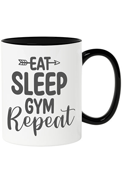 StoryGift Romania Cana cu textul "Eat sleep, gym, repeat" - mananca somn sala...