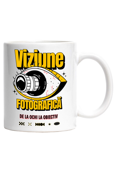 StoryGift Romania Cana ochii cu obiectiv, viziune fotograf arta, 330ml, Ceramic cu Maner Alb, Cu Maner Alb