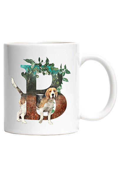 StoryGift Romania Cana Cu Beagle, Catel, Litera, B, Frunze, Multicolor 330 ml...