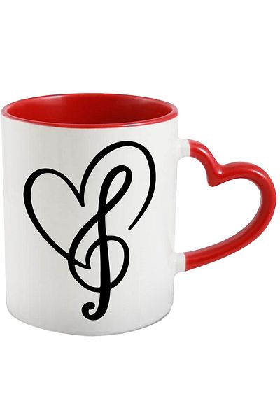 StoryGift Romania Cana pentru cei care iubesc muzica cu Maner Inima Rosie, Cu Maner Inima Rosie