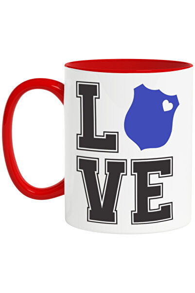 StoryGift Romania Cana pentru politia care isi face treaba cu simbol albastru cu Maner Rosu, Cu Maner Rosu