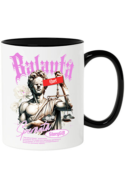 StoryGift Romania Cana Paradisul Gasit - Balanta, Efort, Speranta, 330ml, Ceramica cu Maner Negru, Cu Maner Negru