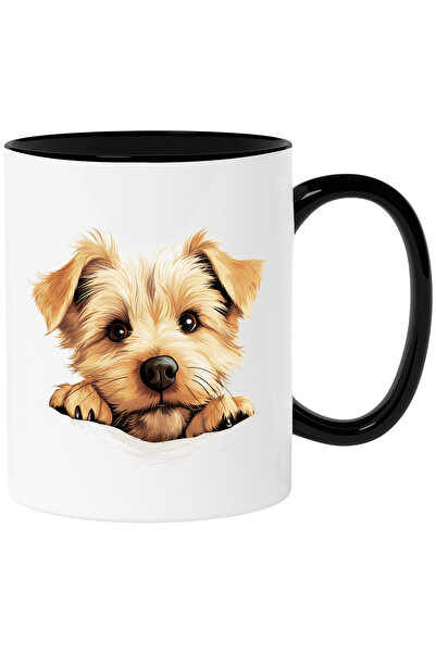 StoryGift Romania Cana cu un catel blanos de talie mica | ilustratie | maro d...