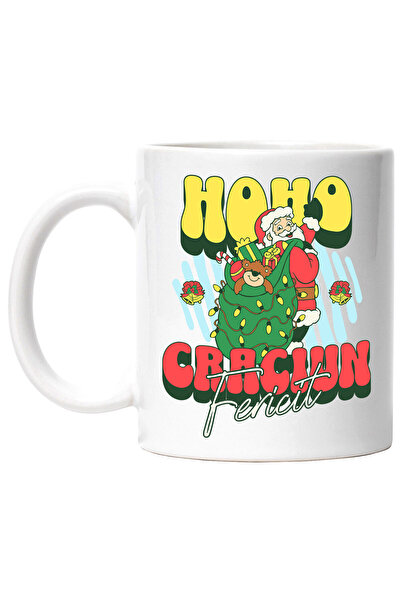 StoryGift Romania Cana cu Mos Craciun Cu Sac Verde Cadouri Colorate Text Hoho...