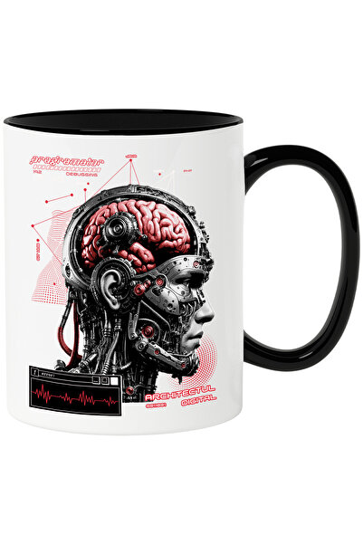 StoryGift Romania Cana Barbat Robot Programator in spatele tuturor lucrurilor cool!, 330ml, Cerami, Cu Maner Negru