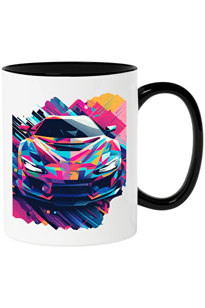 StoryGift Romania Cana cu Portret Masina Sport Colorata din Fata, Arta Abstra...