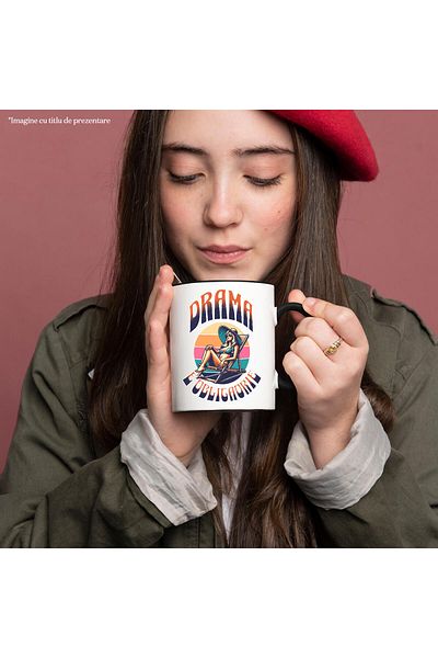 StoryGift Romania Mug with Woman on Deckchair with Hat and Sunglasses Text Drama Is Obligatory, With ,STG