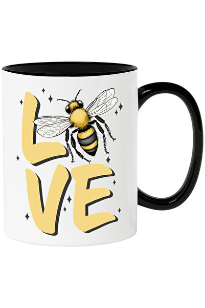 StoryGift Romania Cana cu albina cu mesajul "Love", stelute, ilustratie, iubi...