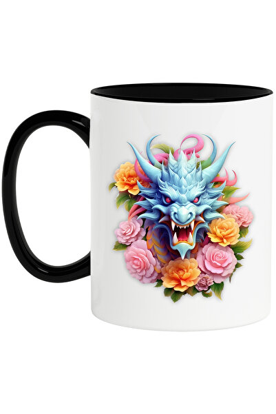 StoryGift Romania Cana cu un dragon albastru furios, isi arata coltii, an chi...