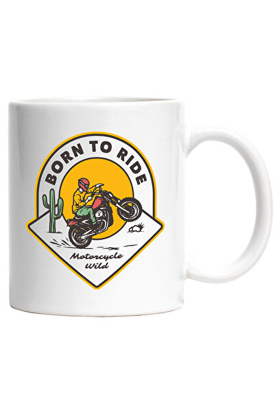 StoryGift Romania Cana Cu Mesaj In Engleza Born To Ride, Motocicelta, Cactus,...