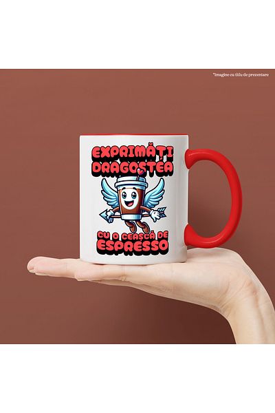 StoryGift Romania Express your love with an espresso cup, 330ml, Ceramic with Red Handle, With Ma,STG