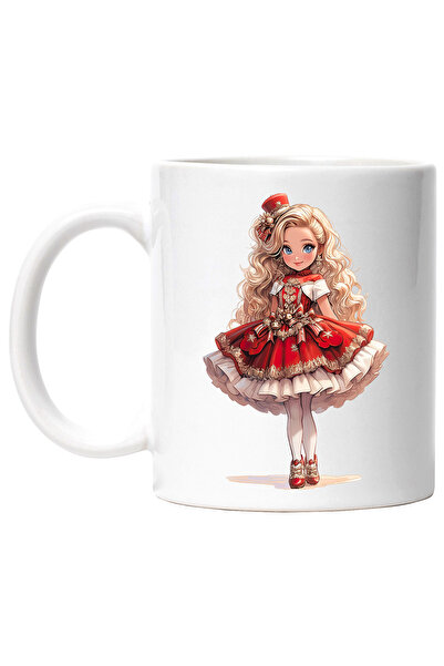 StoryGift Romania Cana cu o fetita dragalasa | rochie rosie | ilustratie | pa...