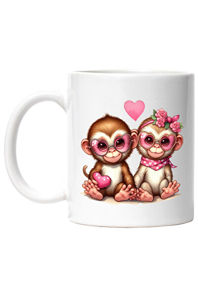 StoryGift Romania Cana cu 2 maimute, ilustratie, ochelari in forma de inimioa...