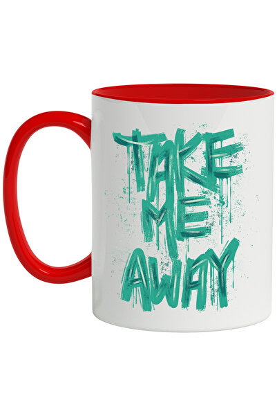 StoryGift Romania Cana Cu Mesaj In Engleza Take Me Away, Graffiti, Ilustratie, Multicolor 330 ml, , Cu Maner Rosu