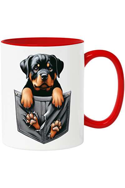 StoryGift Romania Cana cu un catelus Rottweiler care sta intr-un buzunar | ru...