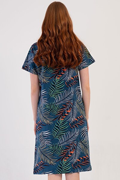 VİENETTA Γυναικείο κοντομάνικο φόρεμα βενζίνης με φερμουάρ 410068-5136