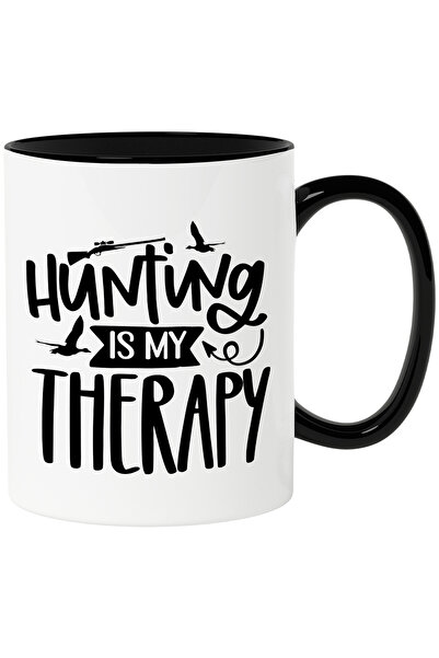 StoryGift Romania Cana cu mesajul "Hunting is my therapy" - vanatul e terapia mea cu Maner Negru, Cu Maner Negru