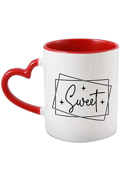 StoryGift Romania Cana cu stelute pentru iubita - dulce cu Maner Inima Rosie,...