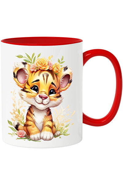 StoryGift Romania Cana cu un pui de tigru vesel | ilustratie | in natura | fl...
