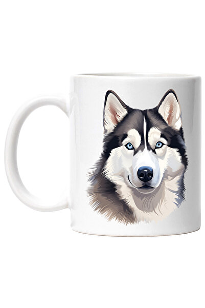 StoryGift Romania Cana cu un catel Husky, ilustratie, jucaus, curios, pentru ...