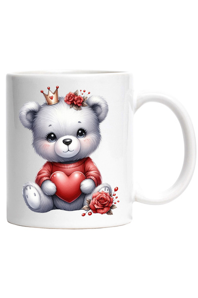 StoryGift Romania Cana cu un ursulet care tine o inima in brate | ilustratie ...