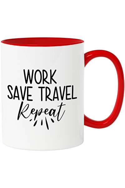 StoryGift Romania Cana cu textul "Work, save, travel, repeat" - munceste econ...