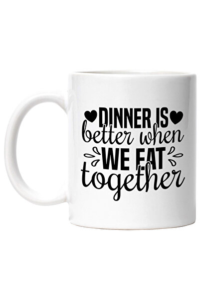 StoryGift Romania Cana pentru cei care prefera sa ia cina impreuna - inimioare cu Maner Alb, Cu Maner Alb